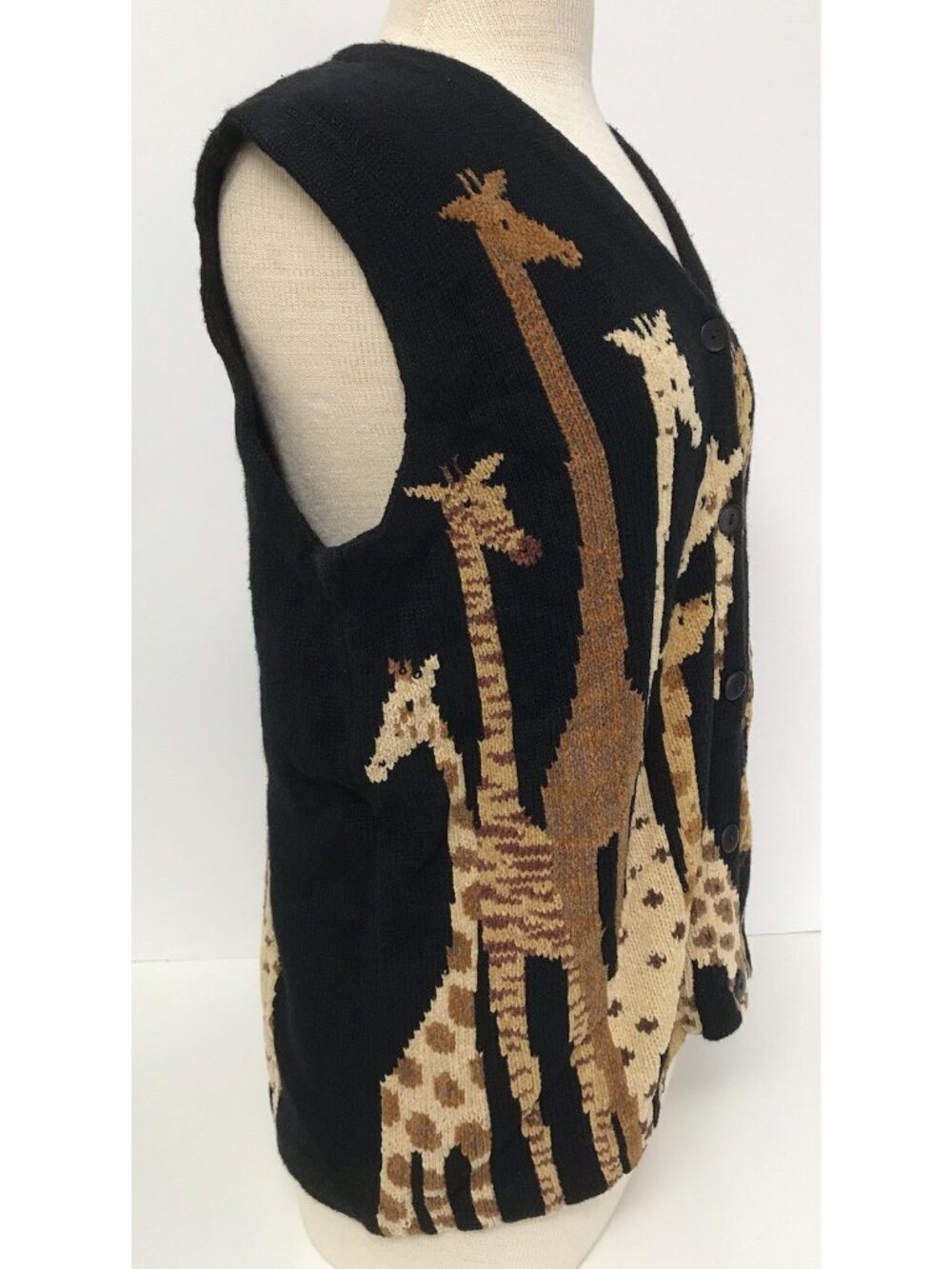 Vintage Jane's Closet Giraffe Knit Sweater Vest Women's M Safari Teacher Core - Picture 7 of 13